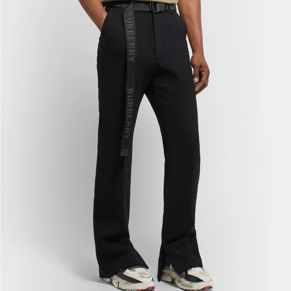 Burberry Leather Trimmed Logo Jacquard Webbing Belt